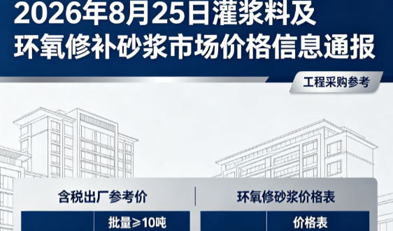观山湖2026年8月25日灌浆料及环氧修补砂浆市场价格信息通报